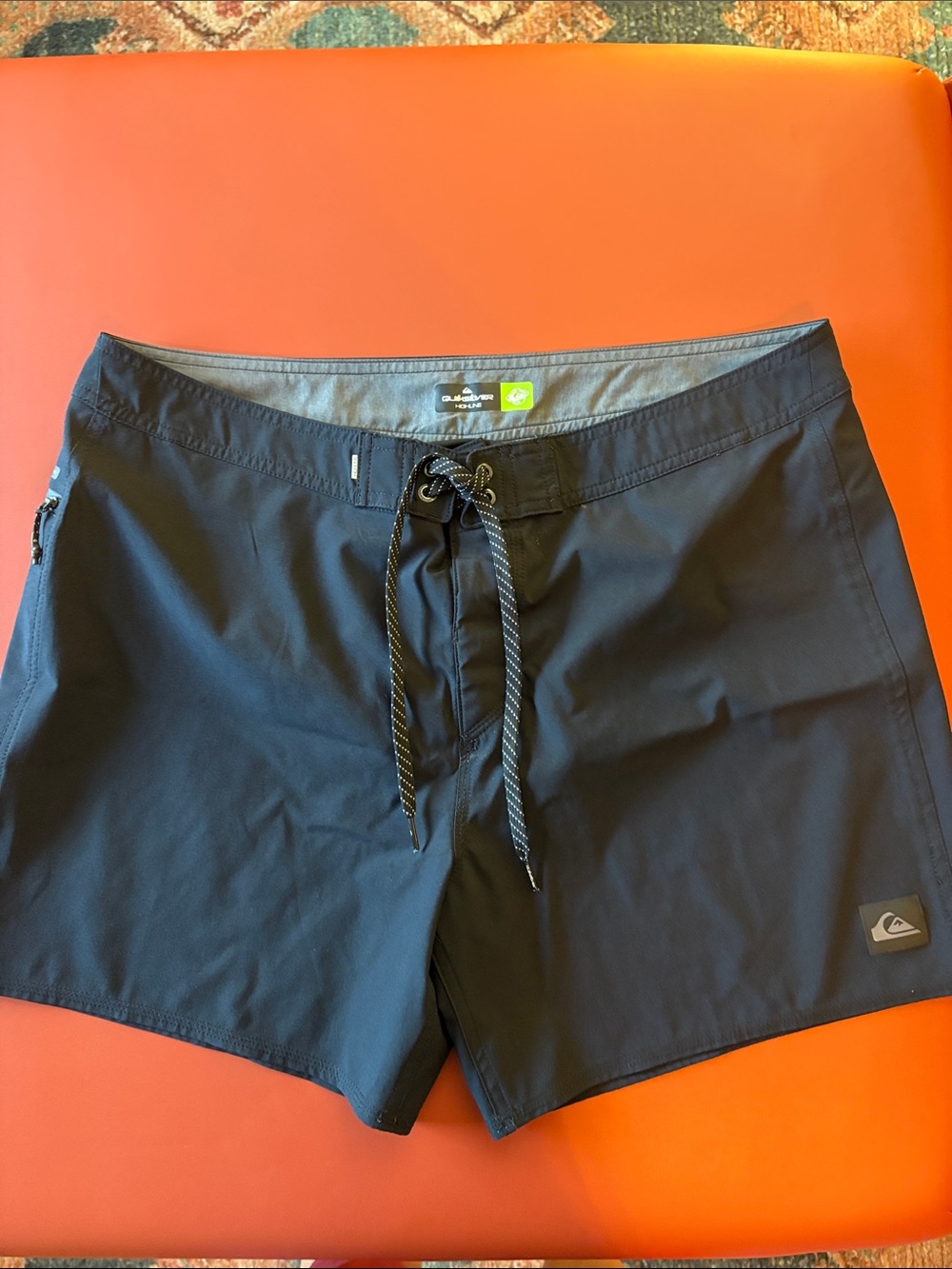 Quiksilver Black Men's Swim Board Shorts with Contrast Drawstring